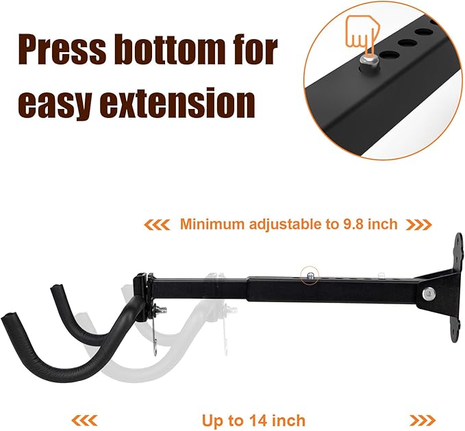 Qualward Bike Wall Mount Hanger, Garage Bike Rack for Indoor Bicycle Storage in Garage Home, Horizontal Bike Holder for Road Bikes, Mountain Bikes, Hybrid Bikes