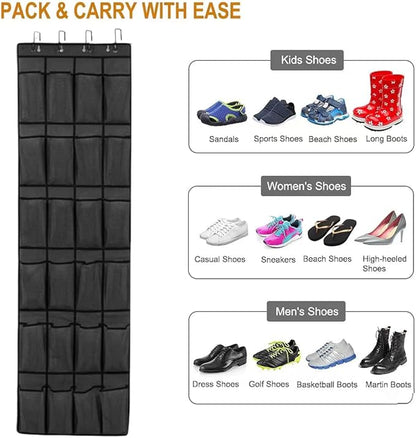 Over the Door Shoe Organizer 24 Extra Large Pockets Hanging Shoe Rack Holder for Closet Storage Hanging Shoe Organizer