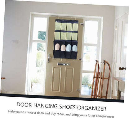 Alipis Over the Door Shoe Organizer Bag Oxford Hanging Storage Pouch for Bedroom Bathroom Kitchen Space Saving Hanging Shoe Organizer for Closet Wall in Blue and Yellow