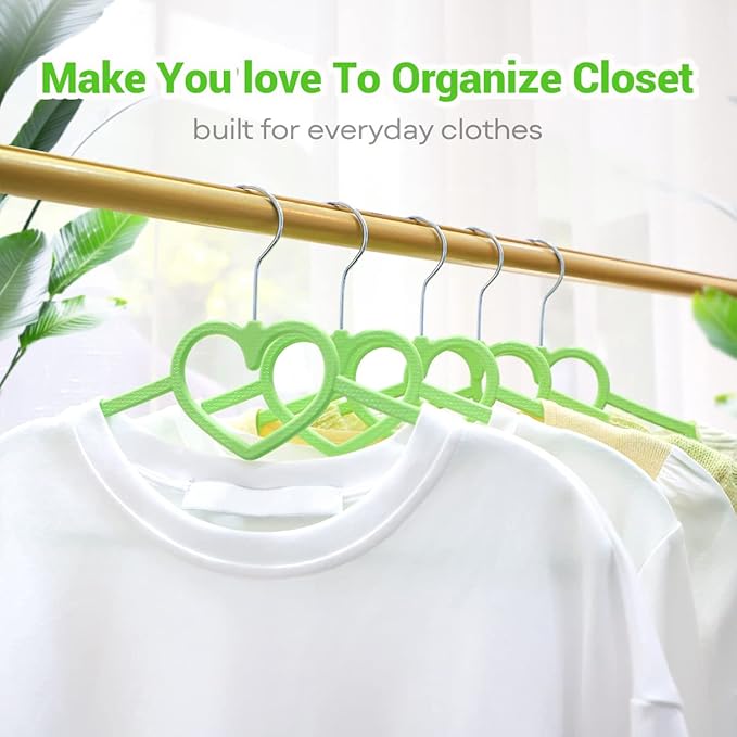 Plastic Hanger 20 Pack, Green Plastic Coat Hangers - Ultra Thin, Space Saving, Heart-Shaped, 360° Swivel Hook - Strong and Durable for Adults
