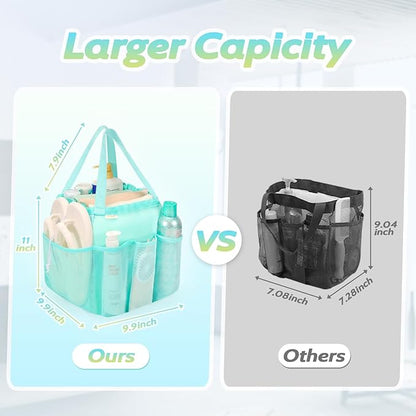 famichan Mesh Shower Caddy Portable, Dorm Room Essentials for College Students Girls and Guys, Blue Large Capacity Shower Bag for Bathroom,Camping,Gym