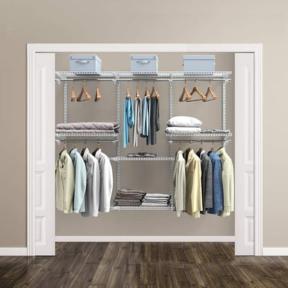 Tangkula 4 to 6 FT Custom Closet System, Wall Mounted With Hanging Rod, Metal Storage Organizer Rack Wardrobe With Shelves, Adjustable Kit for Bedroom