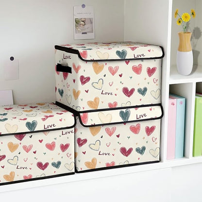 Stackable Clothes Storage Bins with Lids,Closet Organizers Fabric Cat Printing Box for Home and Office,Blanket Clothes Organizers,Under Bed Storage Containers 3 Pack.