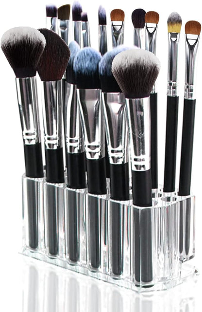 Foraineam 3 Pack Acrylic Eyeliner Lip Liner Holder Organizer, 26 Slots Makeup Brush Pencil Organization Container, Clear Cosmetic Storage Display Holder