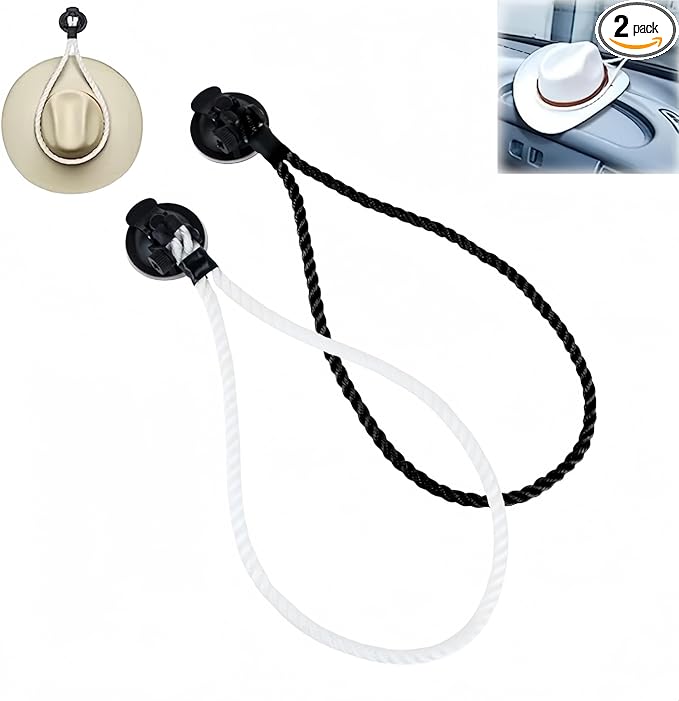 2 Pcs Cowboy Hat Holder for Trucks and Cars —Easy to Use,Suction Cup Hat Rack —(Without the need for any tools),Universal Hat Mount for Windshield/Dash,Suitable for Cars/Trucks/Home Doors