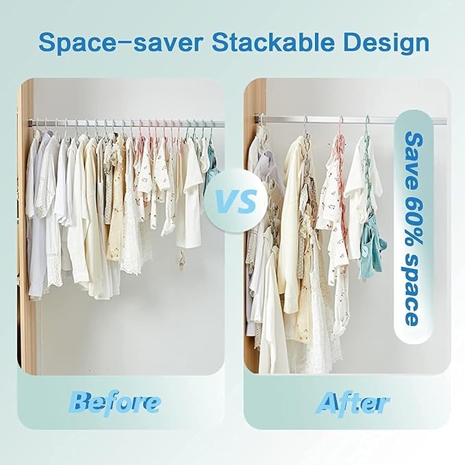 HGYZE Kid Hangers for Closet 50pcs, Blue Infant Clothes Hanger 11-14" Adjustable Plastic Baby Coat Perchas with Bear Hook, Non-Slip Children Outfit Hangars for Boy Toddler Newborn Teen Clothing
