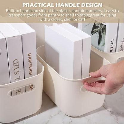 Zopeal Plastic Storage Bins 10 Pcs White Pantry Organizer Bins Small Baskets Storage Containers for Home Kitchen (10 x 7 x 6 Inch)