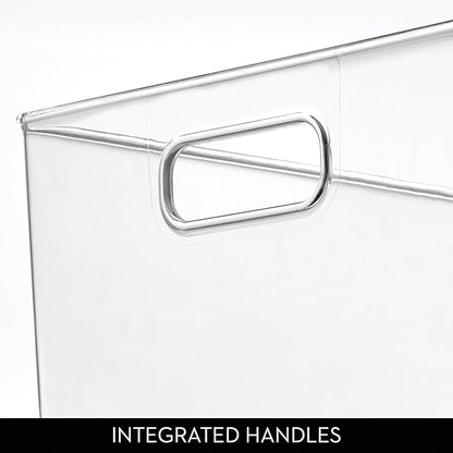 iDesign Storage Bin with Handles for Kitchen, Bathroom, or Home Office, Set of 2, Clear, Made in USA