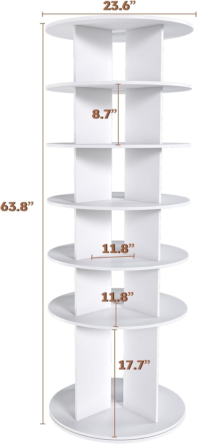 Rotating Shoe Rack Tower, 360-Degree Circular Storage Organizer for Shoes and Handbags, Vertical Space-Saving Cabinet for Entrance Hall, Independent Rotating Shoe Shelf