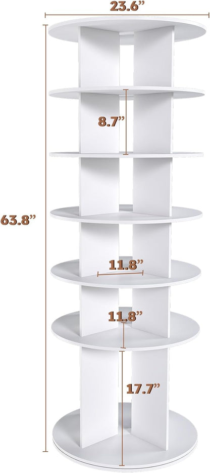 Rotating Shoe Rack Tower, 360-Degree Circular Storage Organizer for Shoes and Handbags, Vertical Space-Saving Cabinet for Entrance Hall, Independent Rotating Shoe Shelf