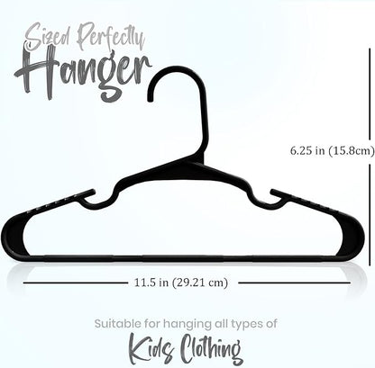 Utopia Home 20 Pack Kids Hangers - 11.5 Inch Plastic Baby Hangers for Closet - Childrens Hanger for Clothes & Infant Hanger for Closet - for Everyday Standard Use (Black)