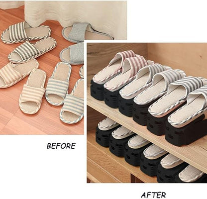 Soerreo Shoe Slot Storage Box Adjustable Shoe Rack Save Space Suitable for High Low Heels, Sneakers and Sandals (10 Piece Set)
