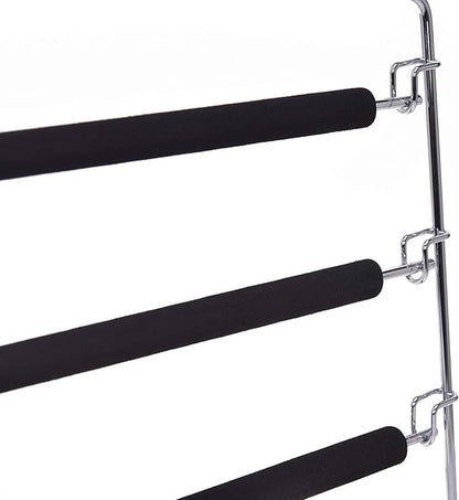 3 Quality Multi-Bar Metal Hangers - Real Heavy Duty, Space-Saving, Stable with Non-Slip Foam Padding, Swivel Hook for 5 Jeans Each - Suitable for Pants, Scarves, Towels, Trousers