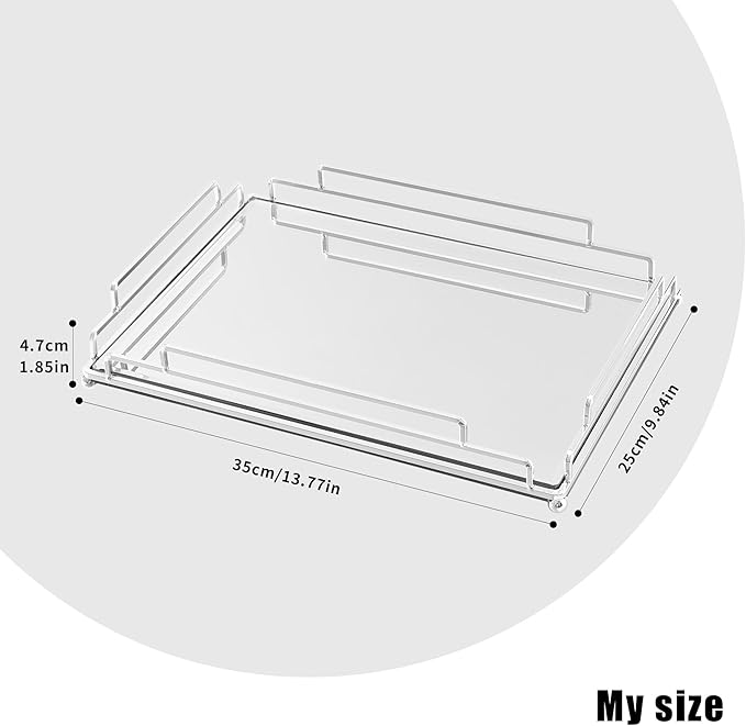 Tieson Mirror Tray Contemporary Silver Dresser Perfume Tray Bathroom Dresser Bedroom (Silver)