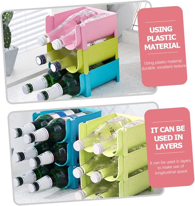 3pcs Beer Storage Rack Soda Can Dispenser for Refrigerator Multi-Function Kitchen Rack Organizer Sturdy Plastic Bottle Holder