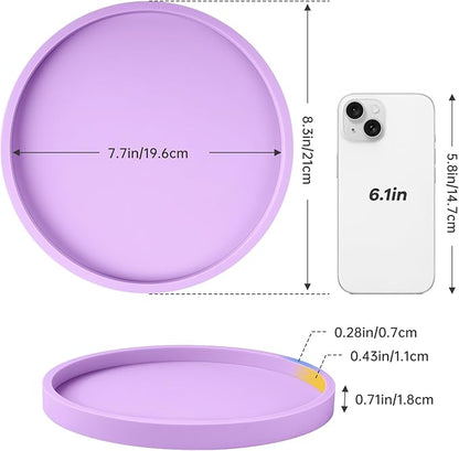 NiHome Thickened Silicone Vanity Organizer Tray for Bathroom Accessories, Kitchen Countertop, Living Room Decor, Multipurpose Shatter-Resistant Round Tray Decor for Candle,Perfume,Soap,Plant (Purple)