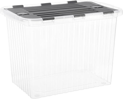 Superio 13 Gallon Hinged Lid Storage Tote; Stackable Storage Container with Lid (53 Quart, Bin with Hinged Lid)