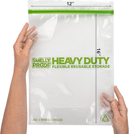 50 x HEAVY DUTY 5mils Thick Dishwasher-Safe STAND-UP Reusable Bags, US-MADE, Extra Durable Washable Reclosable Food Storage Extra Large Bags, XXL 12"x16" 2-Gallon 50-Pack