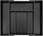 VaeFae Bamboo Drawer Organizer, Expandable Silverware Drawer Organizer, Cutlery Tray with Dividers for Kitchen Utensils (Black, Medium)