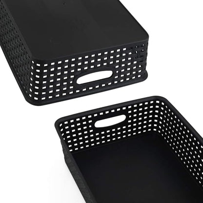 5 Packs Plastic Paper Storage Basket Tray for Office, Black