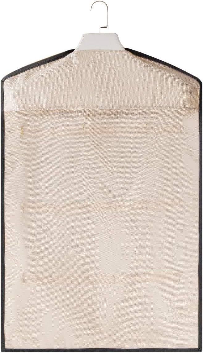 TRIUMPH VISION 15 Slots Hanging Sunglass Organizer, Over The Door Glasses Holder Stand Fabric Eyeglasses Case