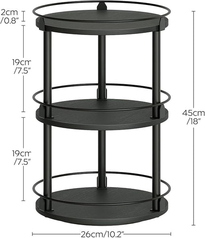 YATINEY 3-Tier Lazy Susan Organizer, Rotating Spice Rack, Spinning Organizer, Industrial Turntable Spice Rack Organizer for Cabinet, Kitchen Countertop, Pantry, Black SR23BK