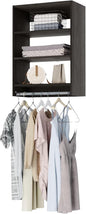Medium Hanging Closet Unit - Modular Closet System For Hanging - Corner Closet System - Closet Organizers And Storage Shelves (Grey, 24 inches Wide) Closet Shelves