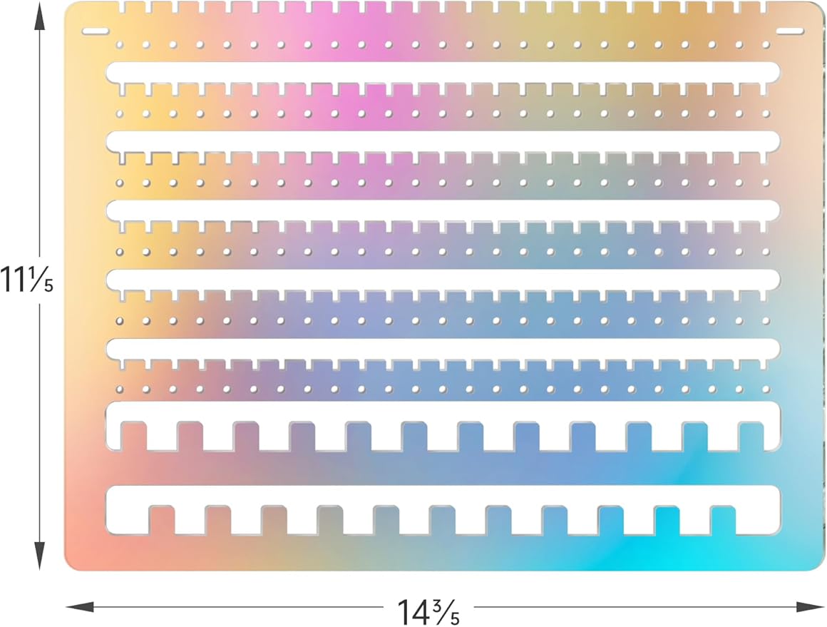 NiHome Iridescent Acrylic Hanging Earring Organizer, Wall Mount Jewelry Organizer Rack, Wall Earring Holder with 132 Earring Holes, 150 Slots, 23 Necklace Hooks for Stud Earring Bracelet Necklace Ring
