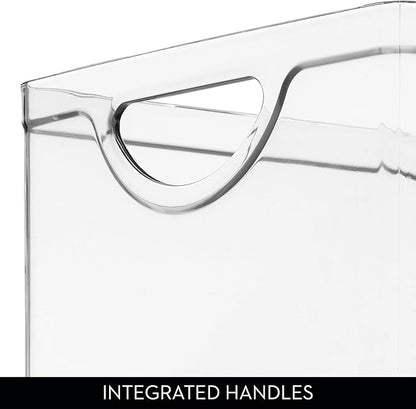 iDesign Plastic Stackable Kitchen Cabinet Storage Bin with Handles - Clear Pantry Organizer, 4-Pack