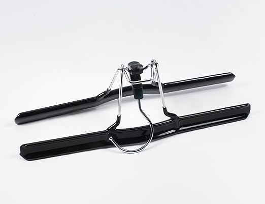 NAHANCO 10” Non Slip Metal Skirt/Pant Hanger with Rubberized Clamp, Black - 50 Pack