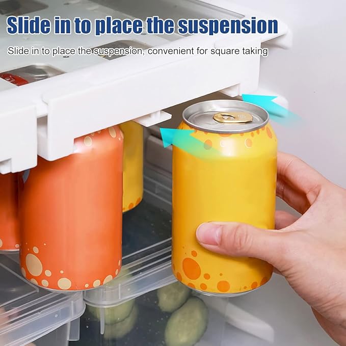 Hanging Stacking Can Dispenser Lightweight Soda Can Organizer Rack Pull-out Fridge Drink Can Holder Portable Reusable Drink Beverage Dispenser Rack for Fridge Pantry Freezer Kitchen
