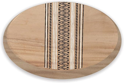 CounterArt Tribal Decorative Round Light Natural Wood Lazy Susan Turntable 14" Diameter Condiment Caddy, Cheese Server, Cake Plate, Spice Organization