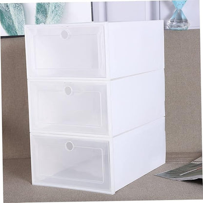 6pcs Stackable Transparent Drawer Shoes Boxes with Breathable Dustproof Plastic Shoe Containers for Men Sneaker Storage Organizer