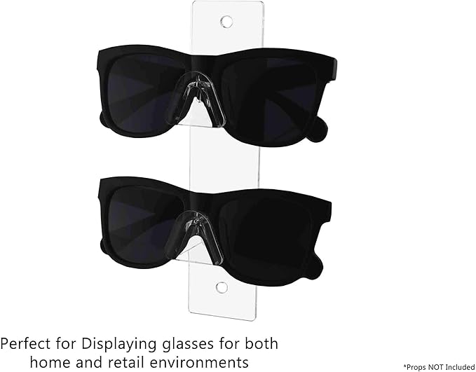 Marketing Holders Acrylic Sunglasses Organizer Clear See Through Sunglasses Storage with Hardware Wall Sunglass Hanging Display Rack for 2 Pairs of Eyewear