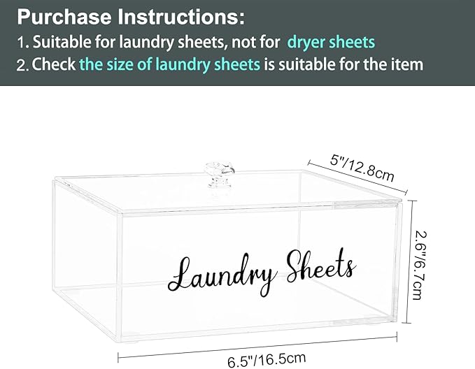 VOTLEVT Acrylic Laundry Detergent Sheets Holder, Laundry Sheets Holder with Lid, Laundry Sheets Container Laundry Room Organizers