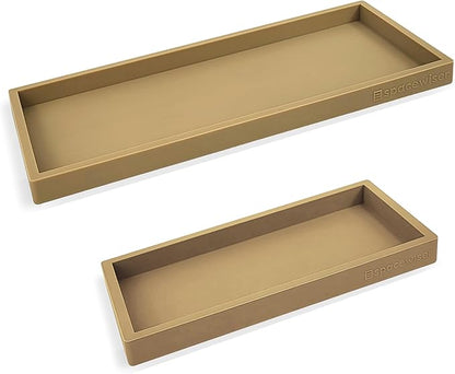 Spacewiser Countertop and Vanity Tray - 2 PC (11” and 7”) Shatterproof Silicone Kitchen and Bathroom Trays for Counter, Kitchen Soap Dispenser Tray, Vanity Trays for Bathroom, Perfume Key Tray
