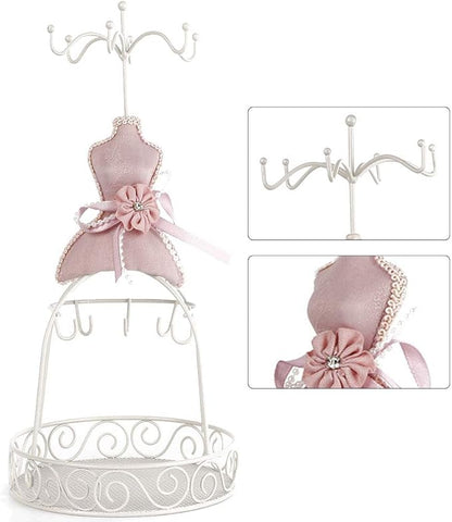 Jewelry Stand Holder, Hanging Jewelry Organizer Elegant Lady Model Earring Necklace Towers Mannequin Princess Dress Rack for Bracelets Earrings Rings Women Girls