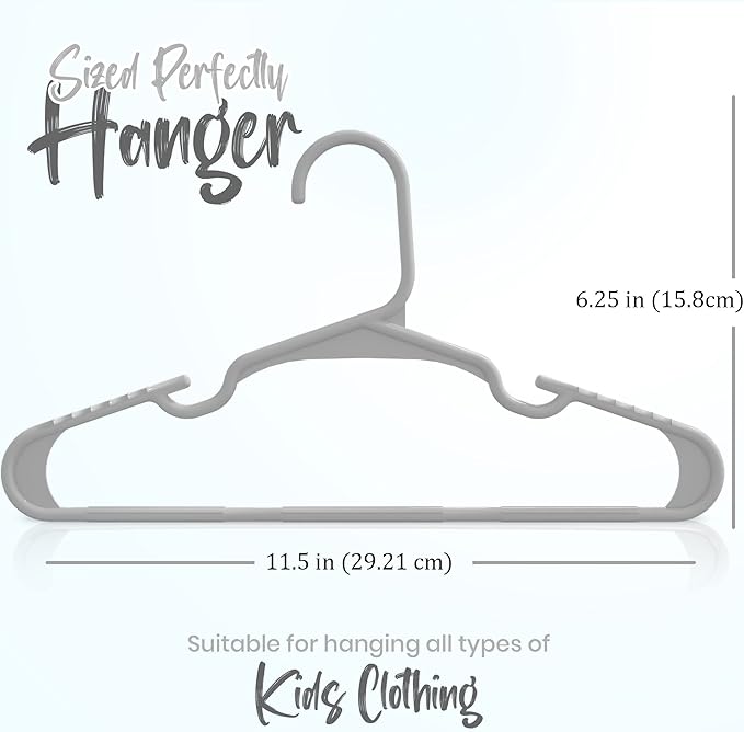 Utopia Home 20 Pack Kids Hangers - 11.5 Inch Plastic Baby Hangers for Closet - Childrens Hanger for Clothes & Infant Hanger for Closet - for Everyday Standard Use (Gray)