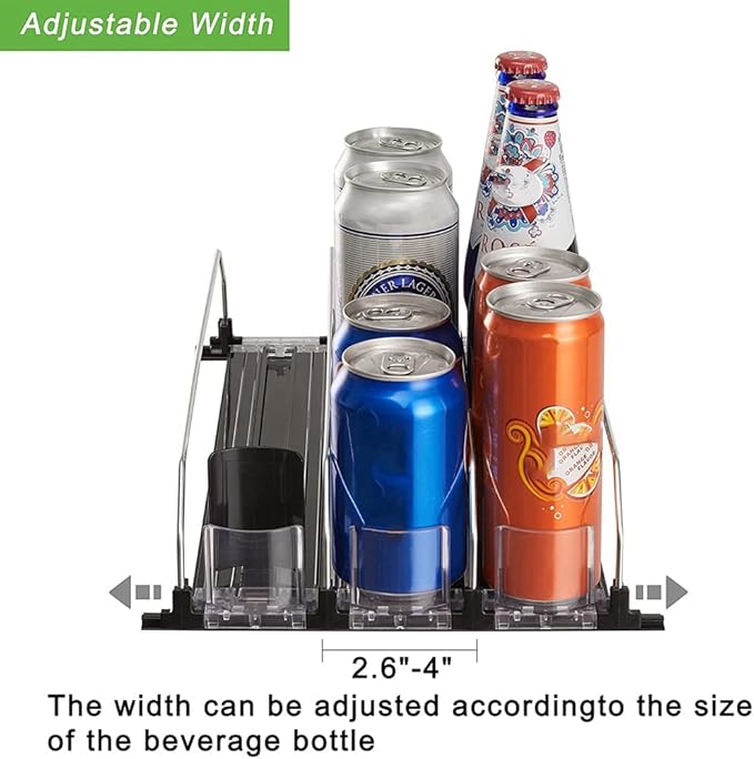 Soda Can Dispenser Beverage Display Rack Fridge Can Dispenser for Refrigerator with Adjustable Glide - Perfect for Soda, Beer, and Other Beverages