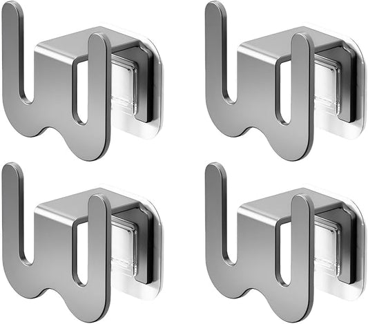 4 Pack No-Drill RV Shoe Rack - Over Door/Wall-Mounted Shelf, Space-Saving Aluminum Organizer for RV/Camper, Home, Holds Slippers, Sneakers, Drying Rack for Bathroom, Hallway (Black Set)