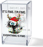 It's Fine I'm Fine Acrylic Cosmetic Pencil Pen Holder Cup, Funny Black Cat Pen Holder Cup, Cute Christmas Gifts for Women Men, Office Sarcastic Gifts for Women Men Colleague Boss