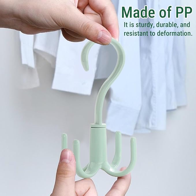 Belt Hanger, 360 Degree Swivel Belt Rack Belt Organizer with 4 Hanging Hooks Closet Accessories Organizer for Belt Tie Scarf Purse