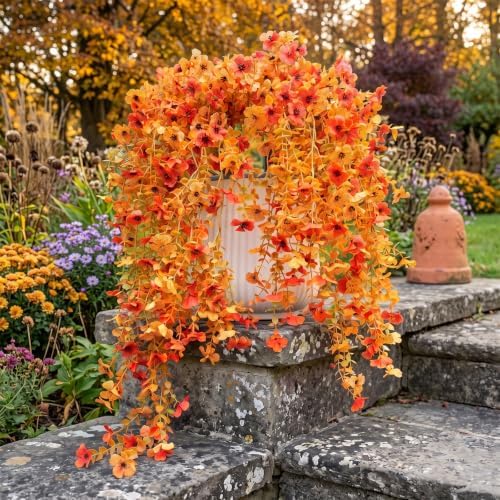 FULLMUSIC Autumn Artificial Flowers for Outdoor (Orange Yellow) - Image 3