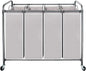 STO STO Laundry Sorter 4 Section, 4 Bag Clothes Hamper, Rolling Laundry Cart Basket with Heavy Duty Lockable Wheels and Removable Bag for Laundry Room, Bedroom, Closet, Gray