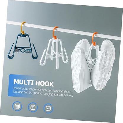 3pcs Rotating Multi-Function Shoe Drying Rack Foldable Hanging Organizer for Sandals Slippers Space-Saving Design Double Hooks for Home Use