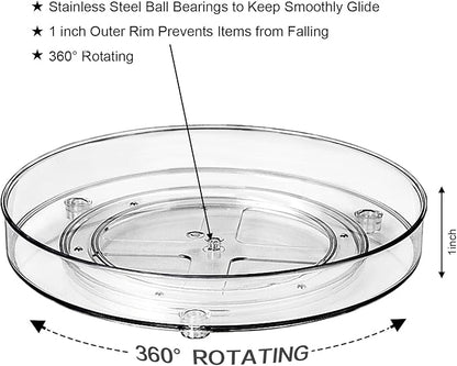 Amolliar Lazy Susan 9" 6 Pack Rotating Turntable Organizer for Cabinet, Kitchen, Fridge, Bathroom, Vanity, Countertop, Pantry Storage, Condiment Spice Rack, Under Sink Organizer