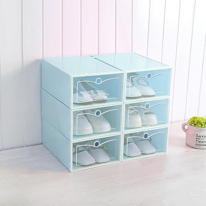 Alipis 6pcs Plastic Shoe Containers Stackable Shoes Storage Bin Tidy Storage for