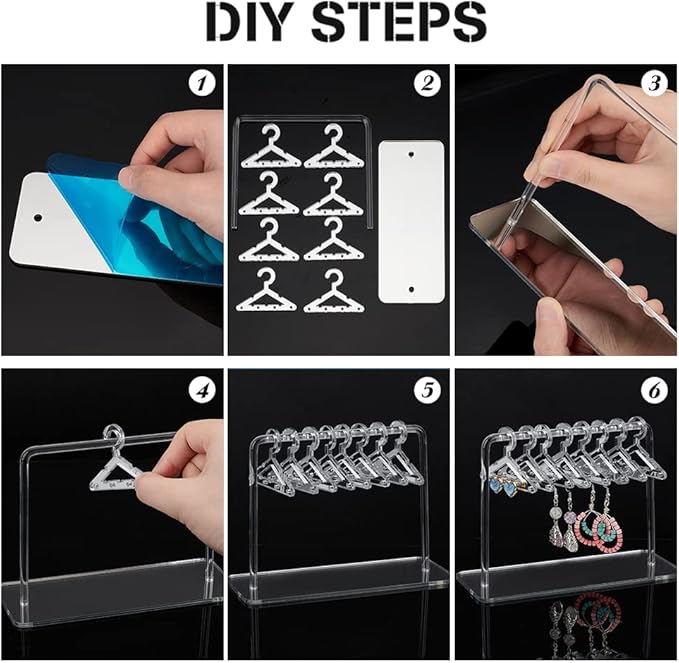 PH PandaHall Acrylic Earring Holder, Coat Hanger Shape Jewelry Organizer Clear Dangle Earring Display Stand Acrylic Ear Studs Display Rack for Retail Show Personal Exhibition, 2.3x5.9x4.2inch