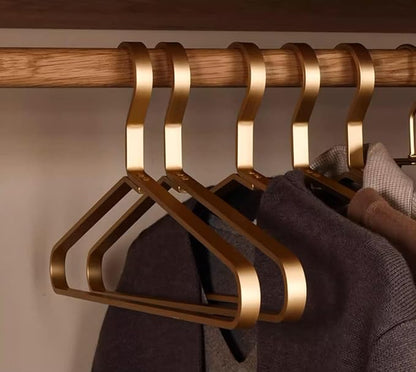 Premium Matte Golden Aluminum Coat Hangers 6 Piece Set, 17.7” Extra Smooth & Durable Metal Shirt Dress Hanger,Aluminum Alloy Hanger,Clothing Support,Clothing Hang