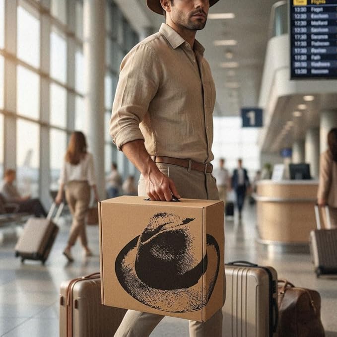Hat Box for Travel, Protective Storage Organizer, Lightweight Travel Case (1 Pack - Fedora Design)